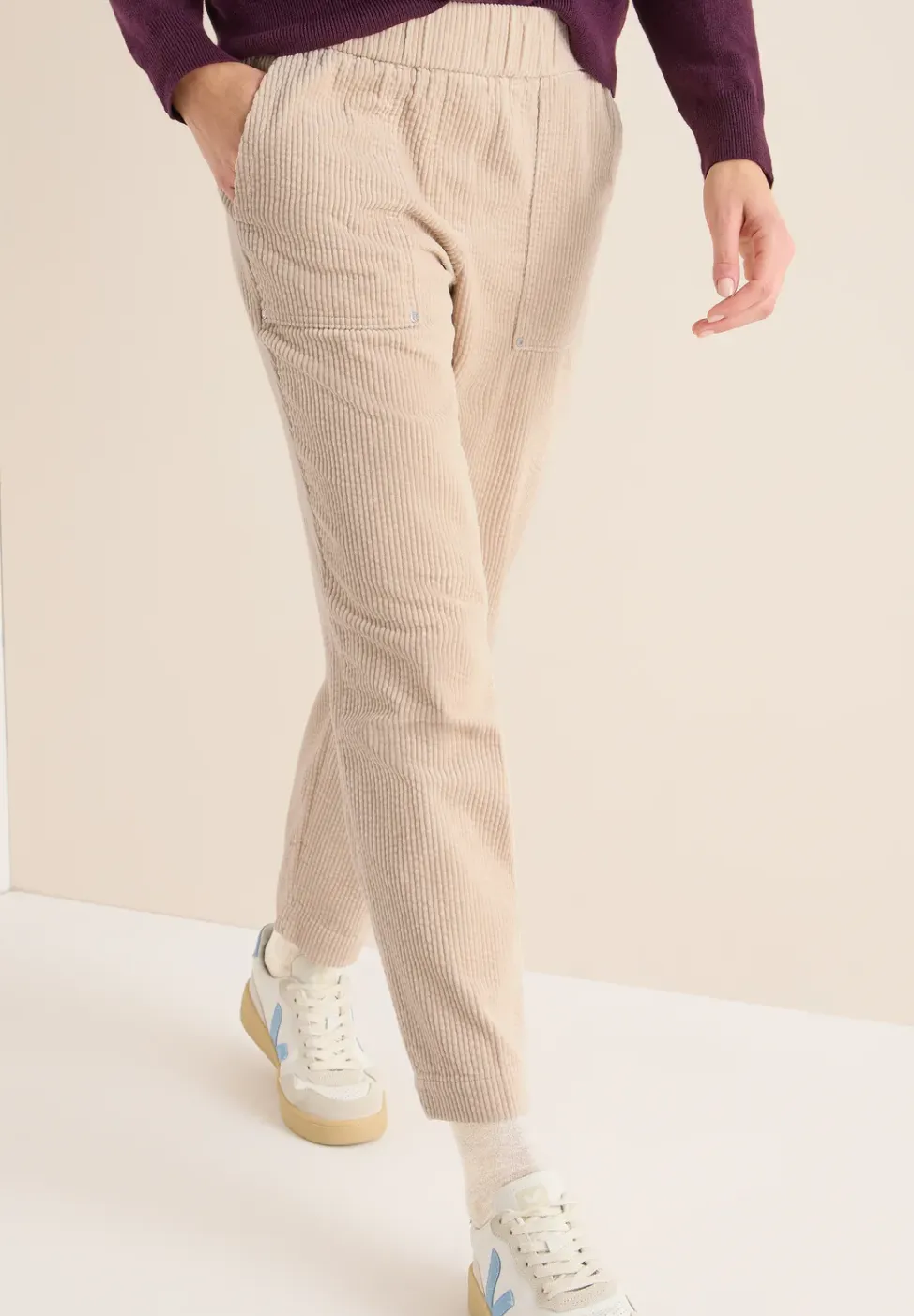Sportieve loose fit corduroy broek