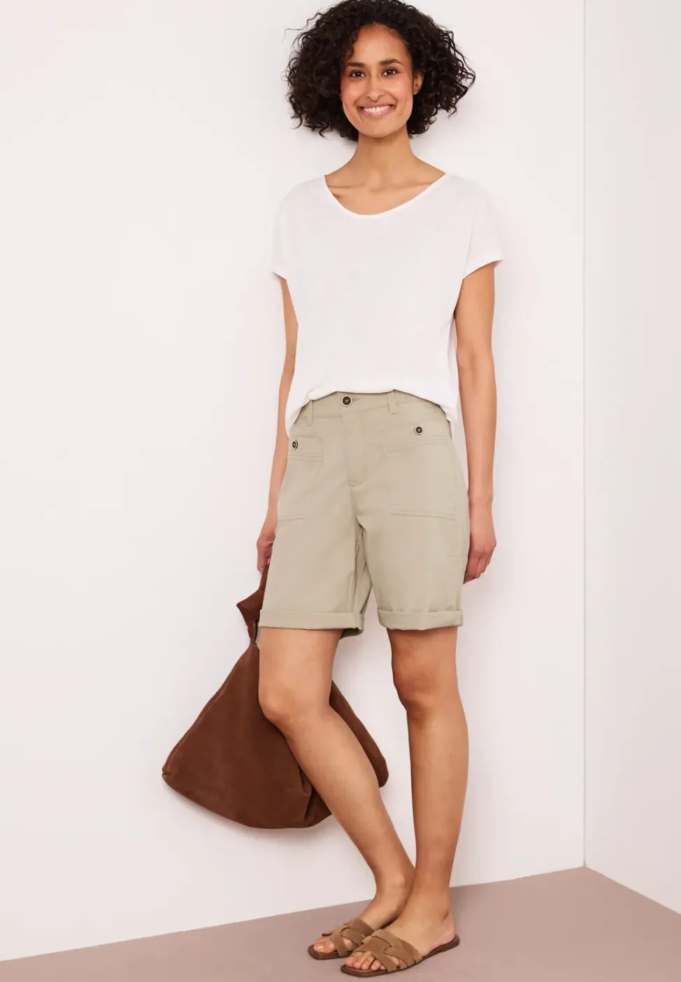 Straight Legs bermuda met omslag