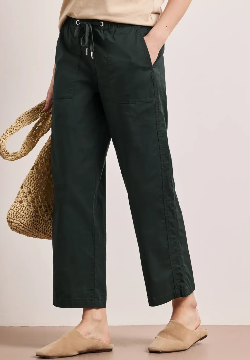 Straight Legs broek in paper touch stof