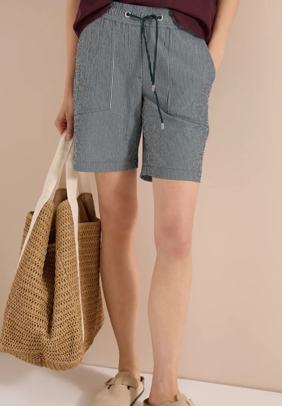 Straight Legs shorts in seersucker kwaliteit