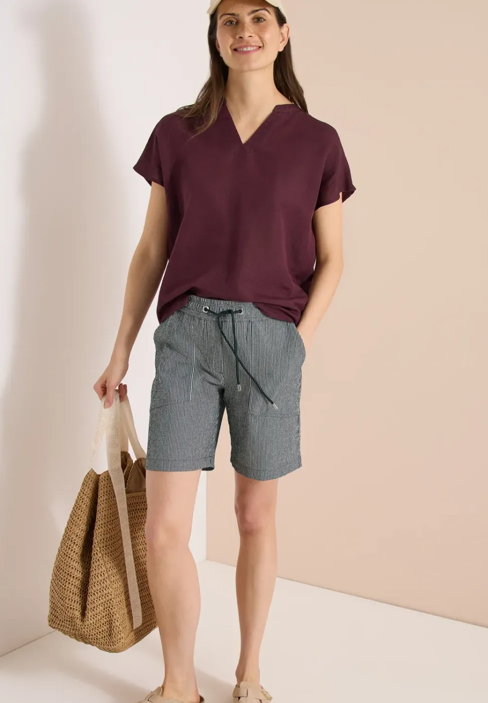 Straight Legs shorts in seersucker kwaliteit