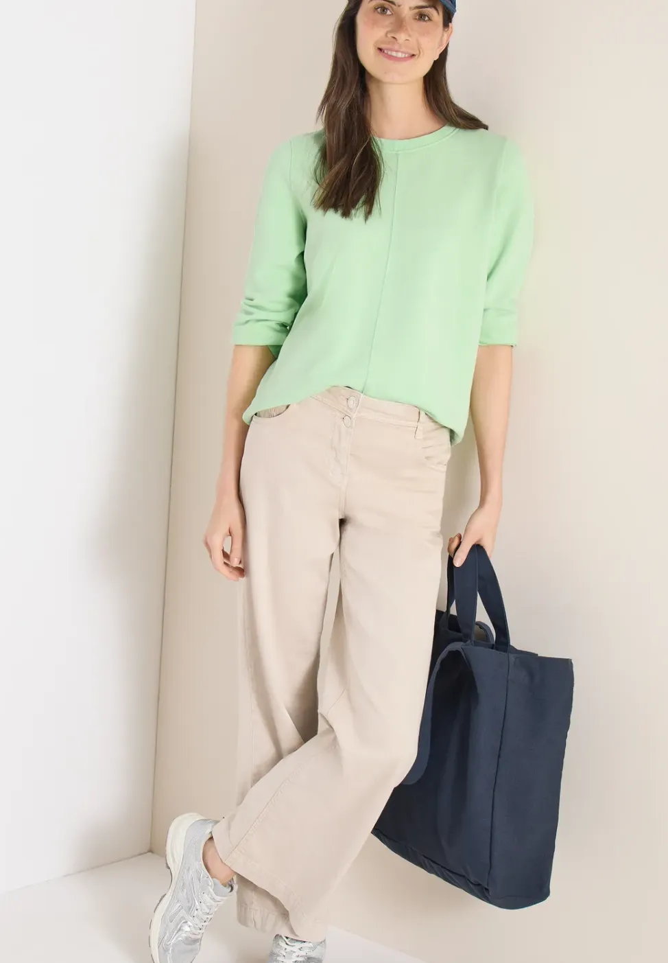 Sweater met 3/4 mouwen en trekkoord