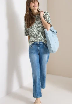 Sweater met korte mouwen en leoprint
