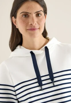 Sweater met korte mouwen, capuchon en strepen