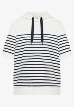Sweater met korte mouwen, capuchon en strepen