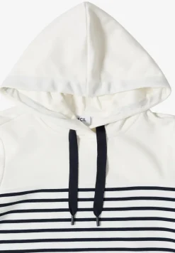 Sweater met korte mouwen, capuchon en strepen