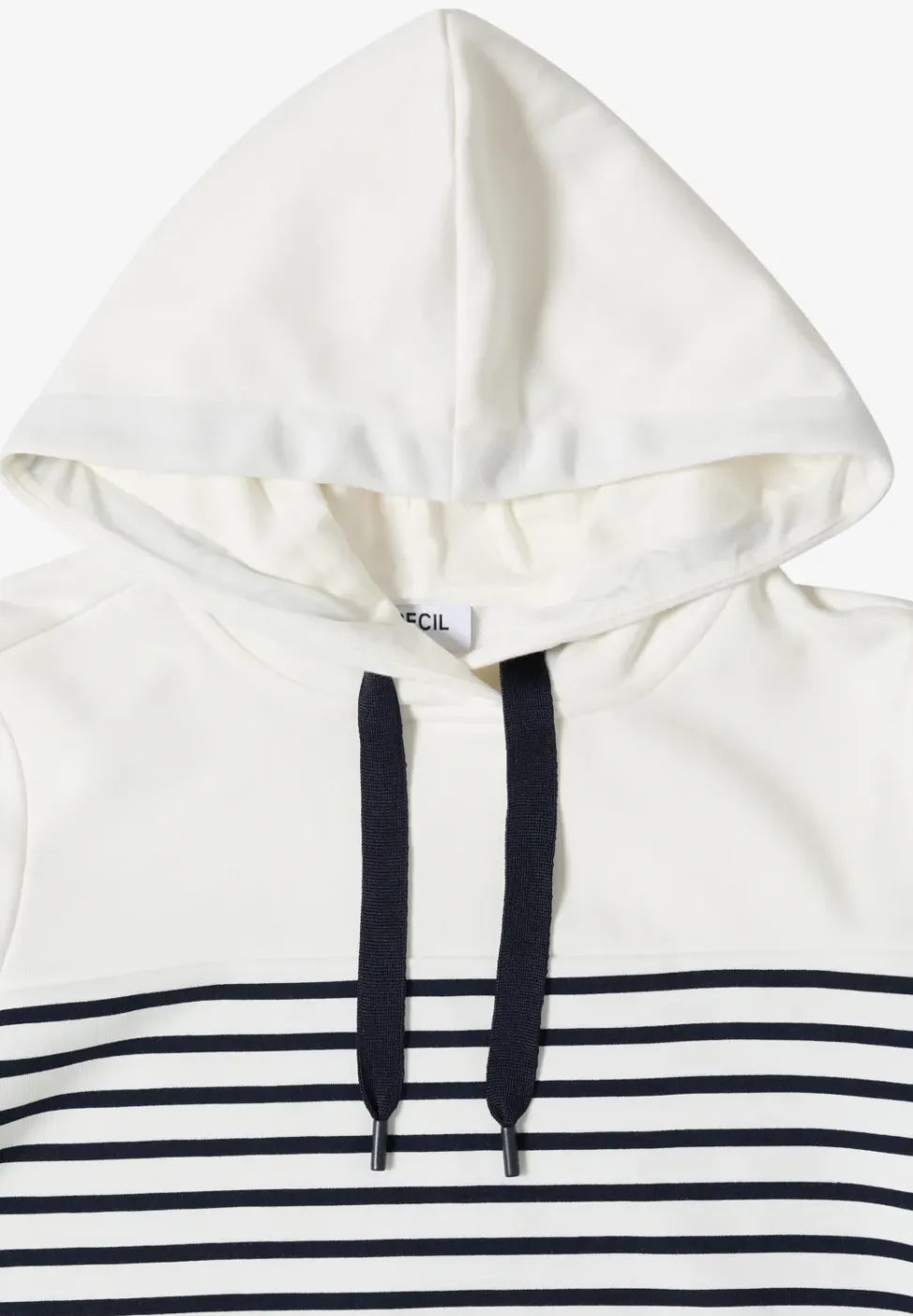 Sweater met korte mouwen, capuchon en strepen