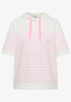 Sweater met korte mouwen, capuchon en strepen