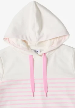 Sweater met korte mouwen, capuchon en strepen