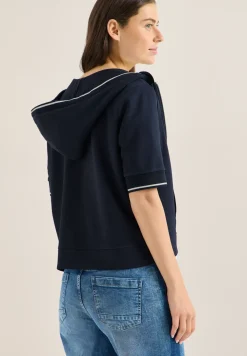 Sweaterjack met korte mouwen en capuchon