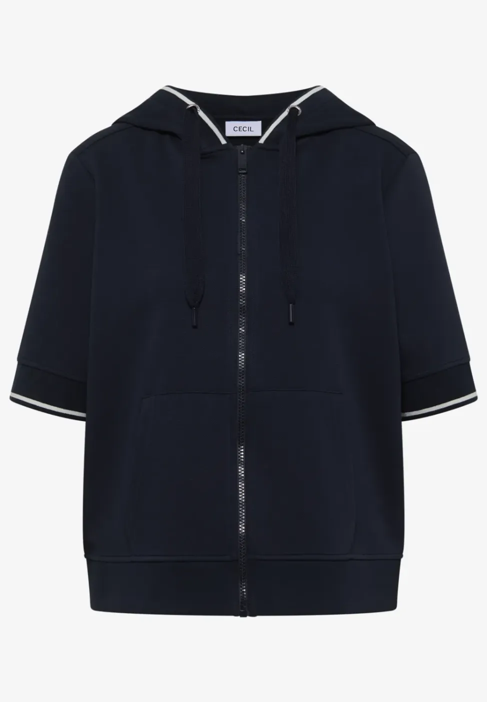 Sweaterjack met korte mouwen en capuchon