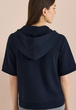 Sweaterjack met korte mouwen en capuchon