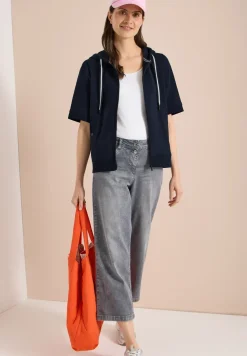 Sweaterjack met korte mouwen en capuchon