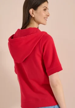 Sweaterjack met korte mouwen en capuchon
