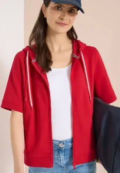 Sweaterjack met korte mouwen en capuchon