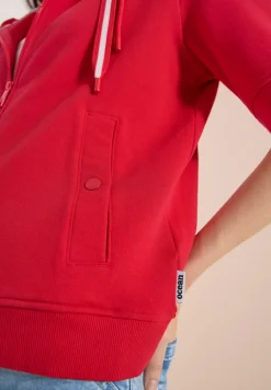 Sweaterjack met korte mouwen en capuchon