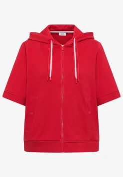 Sweaterjack met korte mouwen en capuchon