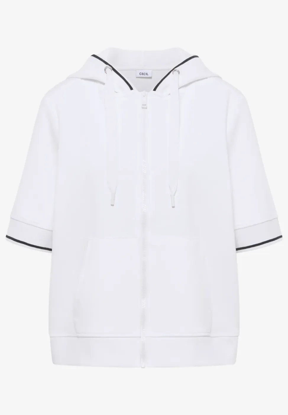 Sweaterjack met korte mouwen en capuchon