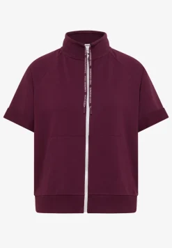 Sweaterjack met korte mouwen en ritssluiting