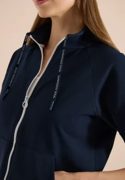 Sweaterjack met korte mouwen en ritssluiting