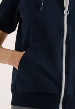 Sweaterjack met korte mouwen en ritssluiting
