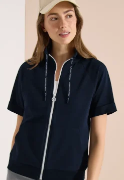 Sweaterjack met korte mouwen en ritssluiting