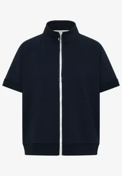 Sweaterjack met korte mouwen en ritssluiting
