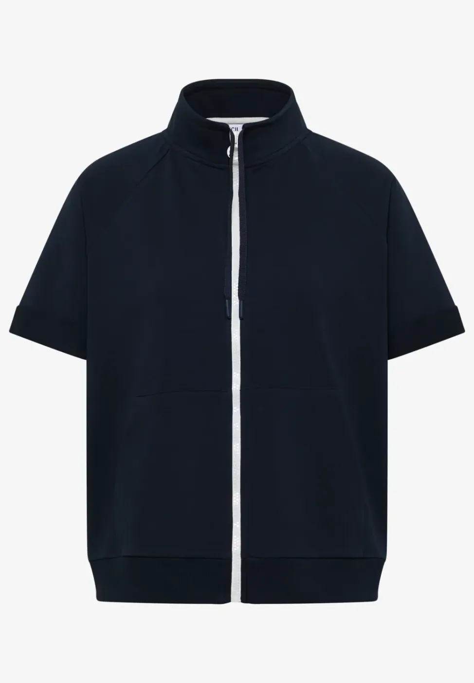 Sweaterjack met korte mouwen en ritssluiting