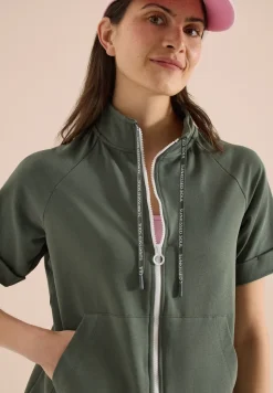Sweaterjack met korte mouwen en ritssluiting