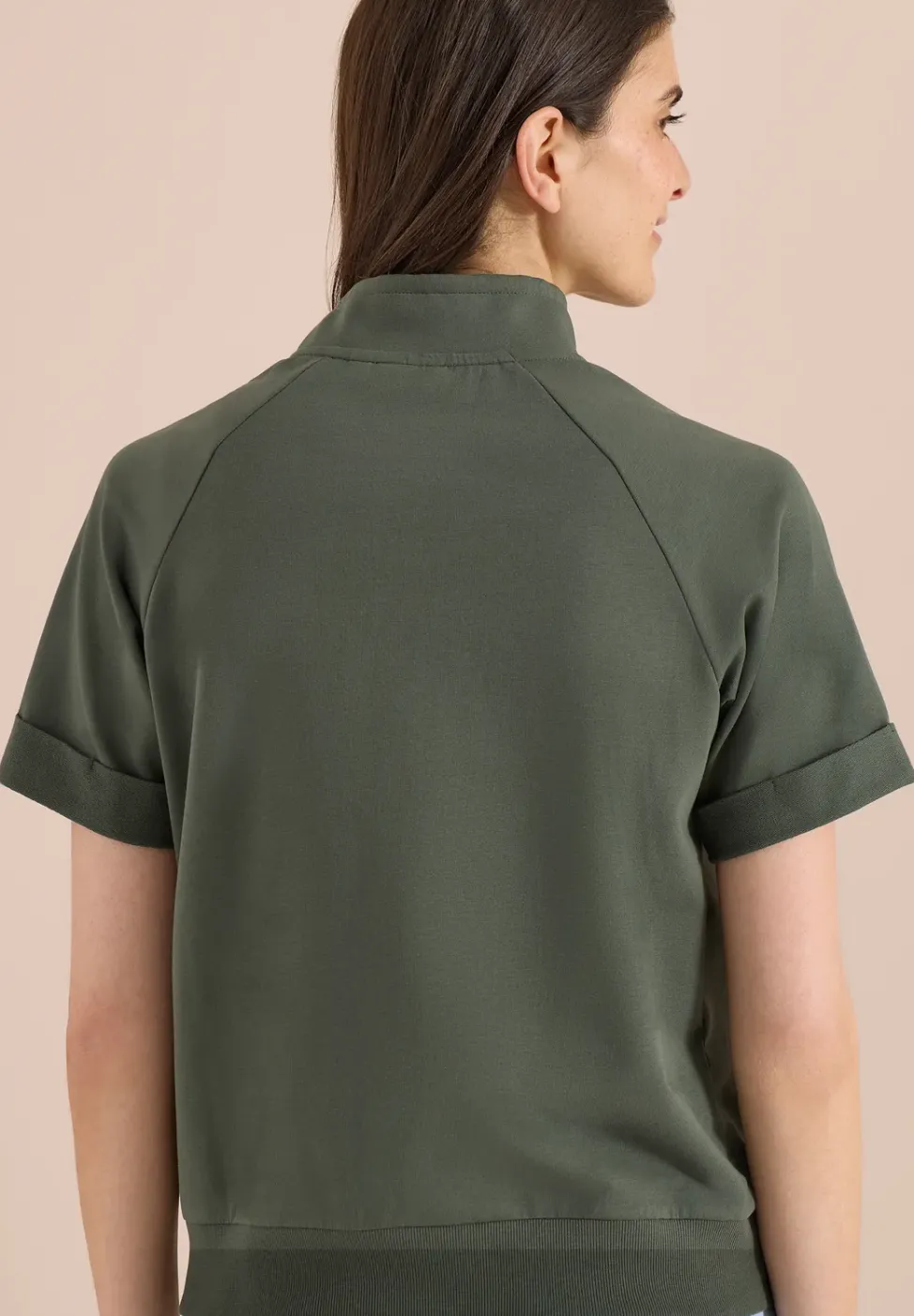 Sweaterjack met korte mouwen en ritssluiting
