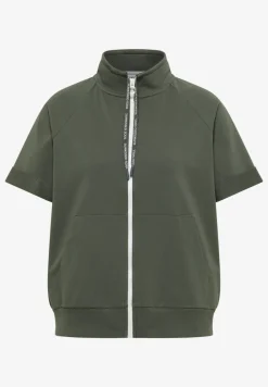 Sweaterjack met korte mouwen en ritssluiting