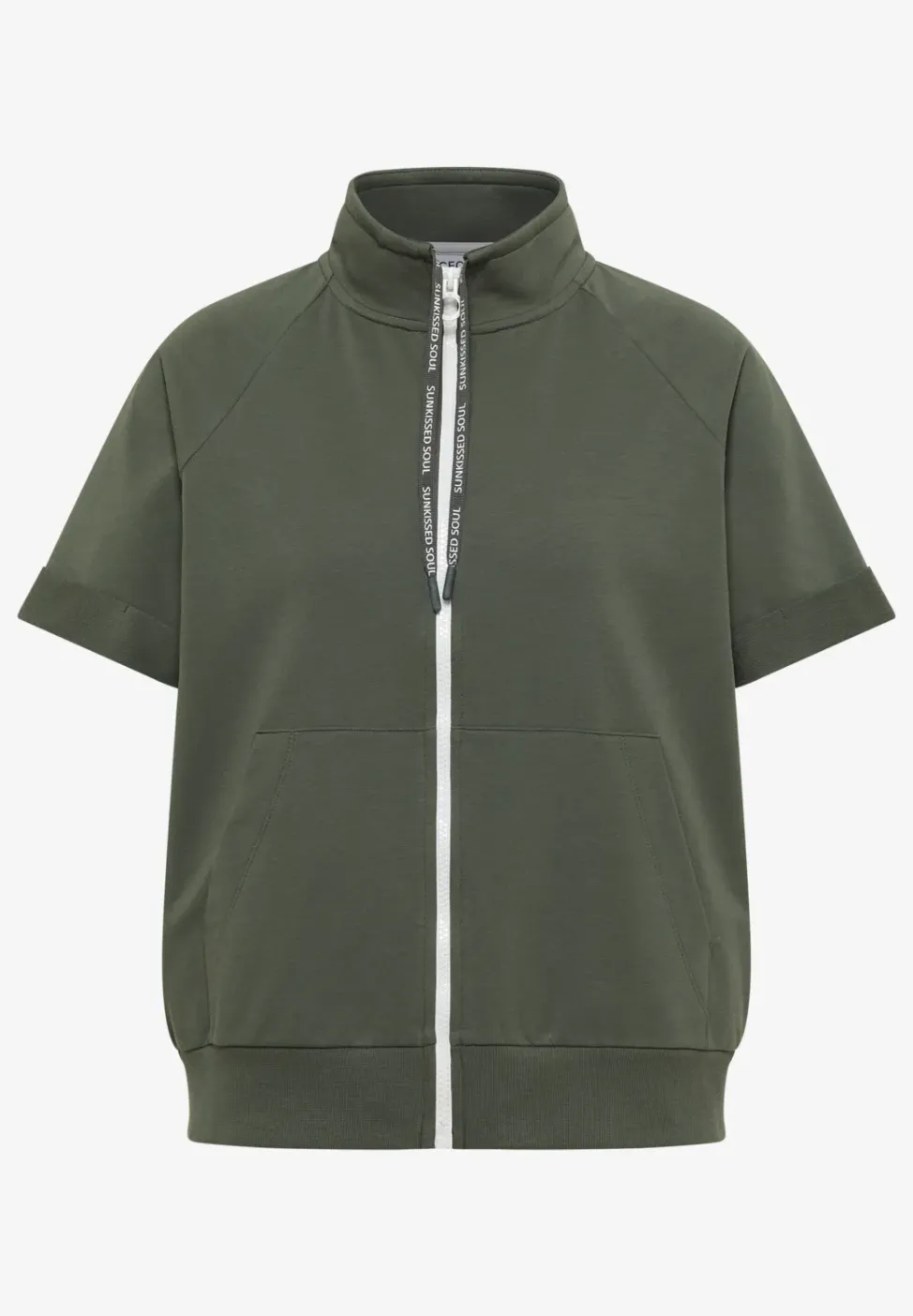 Sweaterjack met korte mouwen en ritssluiting