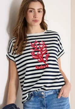 Sweater met korte mouwen en brede strepen