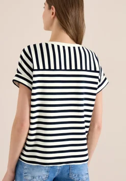 Sweater met korte mouwen en brede strepen
