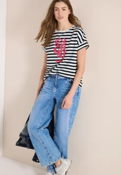 Sweater met korte mouwen en brede strepen