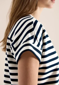 Sweater met korte mouwen en brede strepen