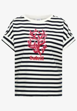 Sweater met korte mouwen en brede strepen