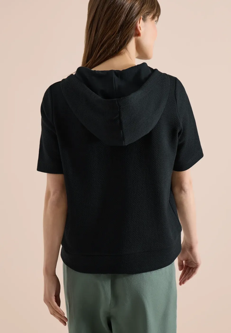 Sweater met korte mouwen en capuchon