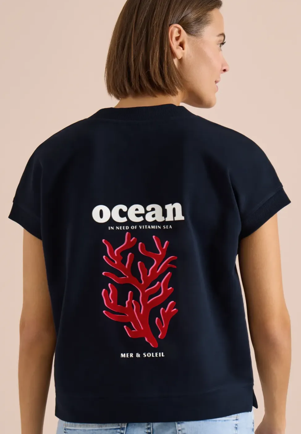 Sweater met korte mouwen en rugprint