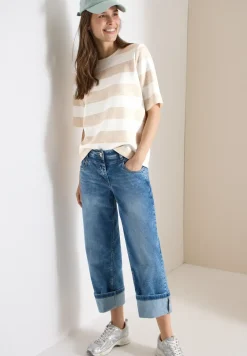 Sweater met korte mouwen en strepen