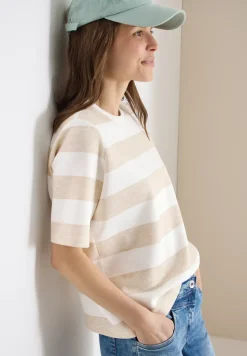 Sweater met korte mouwen en strepen