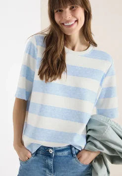 Sweater met korte mouwen en strepen