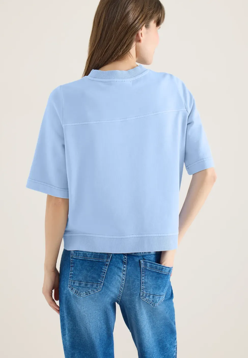 Sweater met korte mouwen in garment dye-look