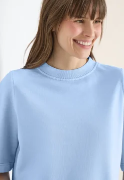 Sweater met korte mouwen in garment dye-look