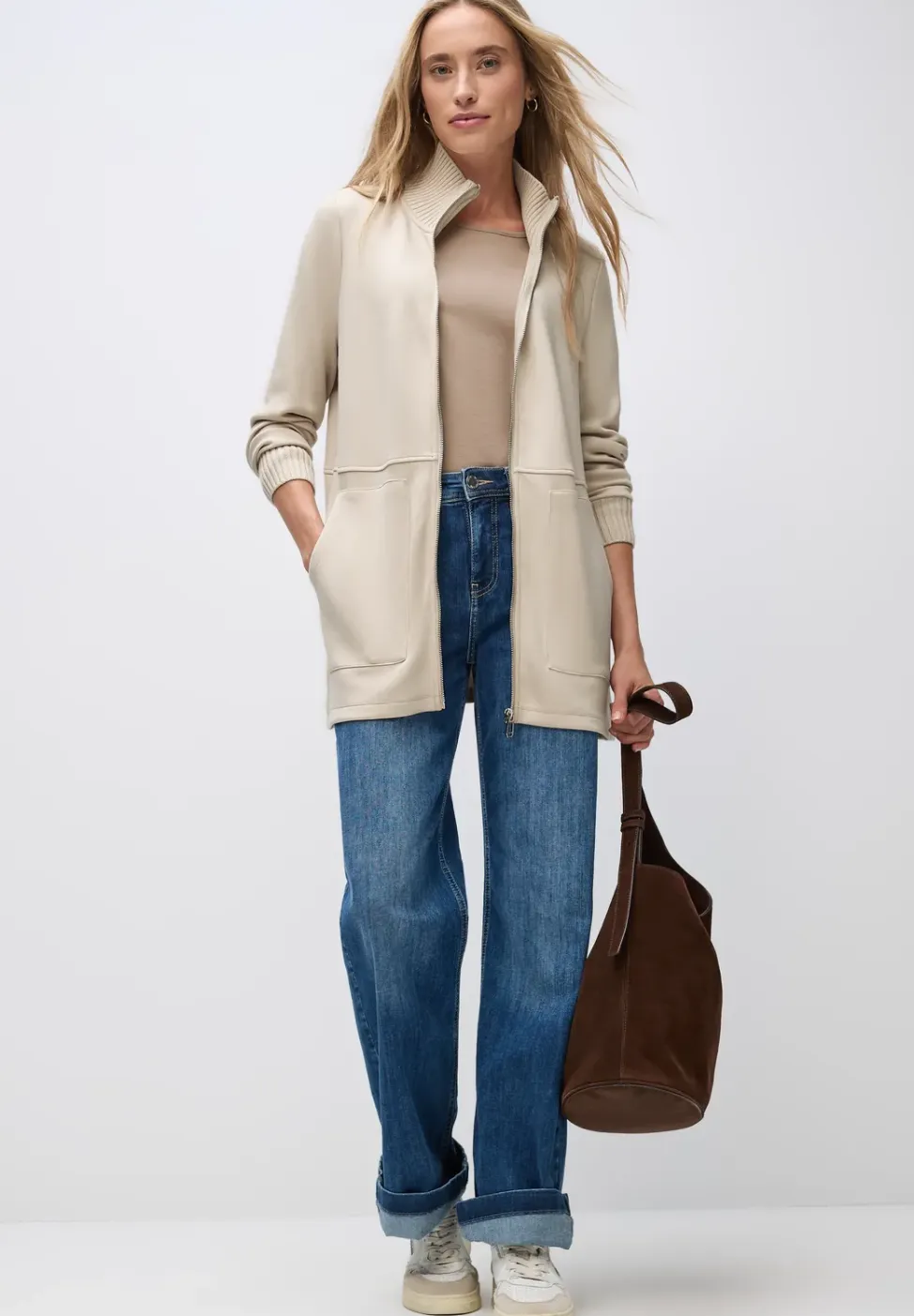 Sweatjack met gebreide details