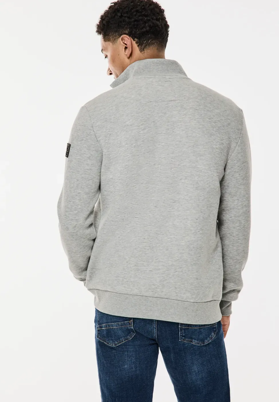 Sweatjack met materiaalmix