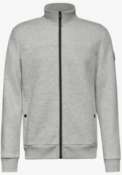 Sweatjack met materiaalmix