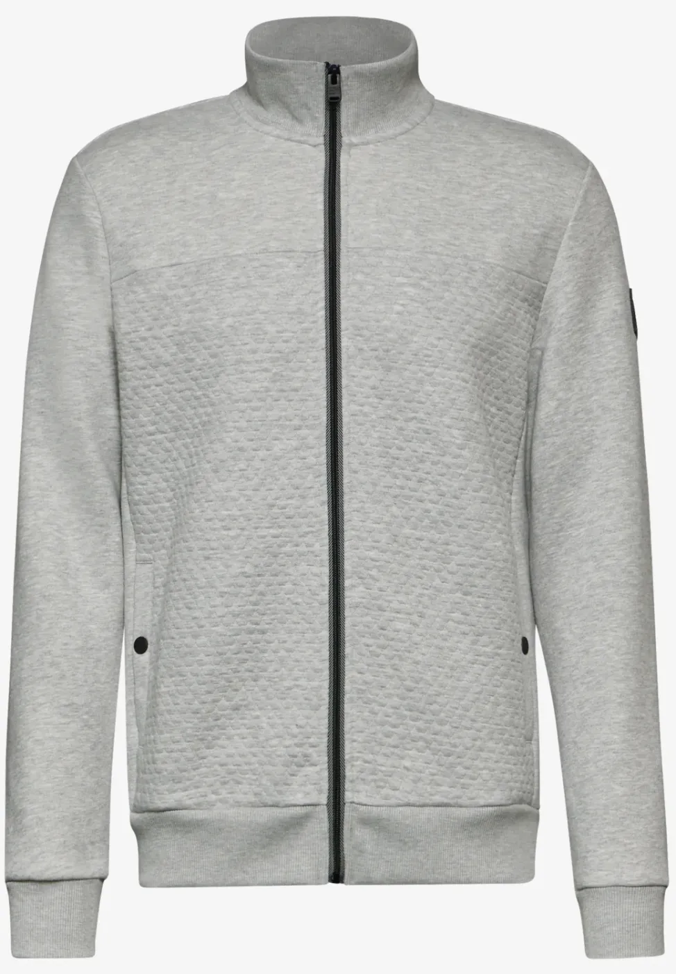 Sweatjack met materiaalmix