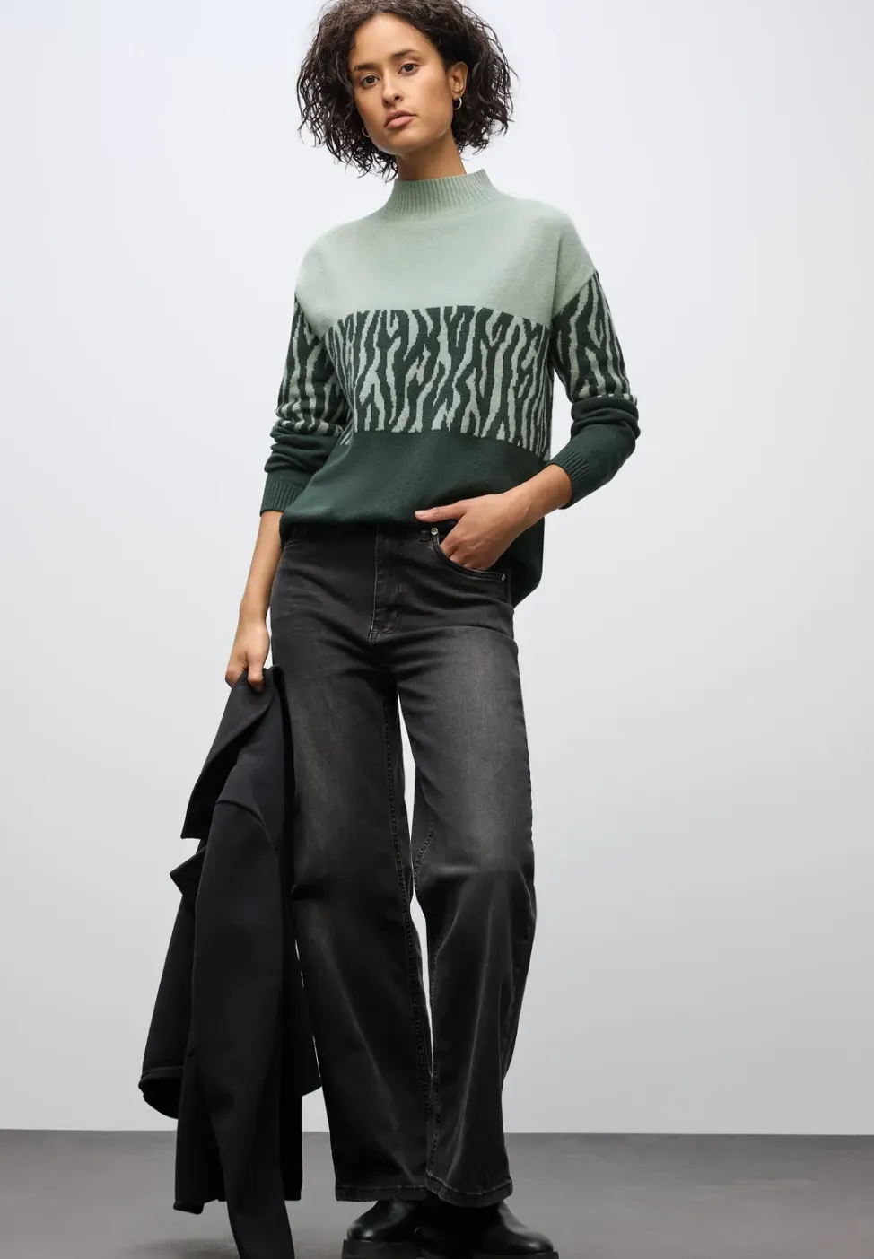 Sweat met jacquard in kleurblok