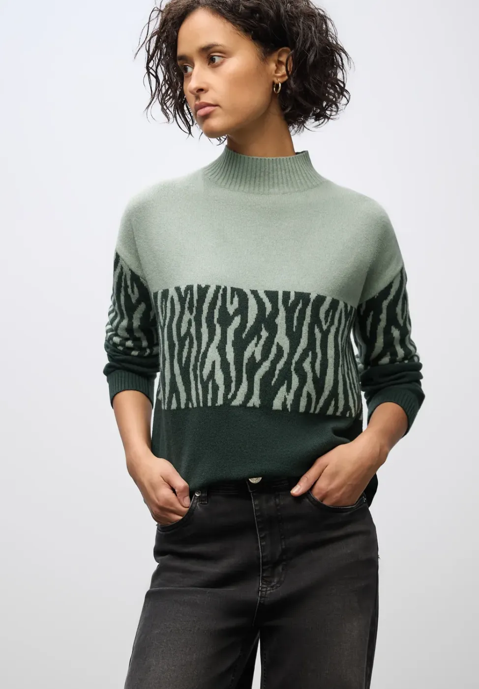 Sweat met jacquard in kleurblok
